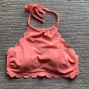 Vanilla/Beach Scalloped Halter Bikini Top